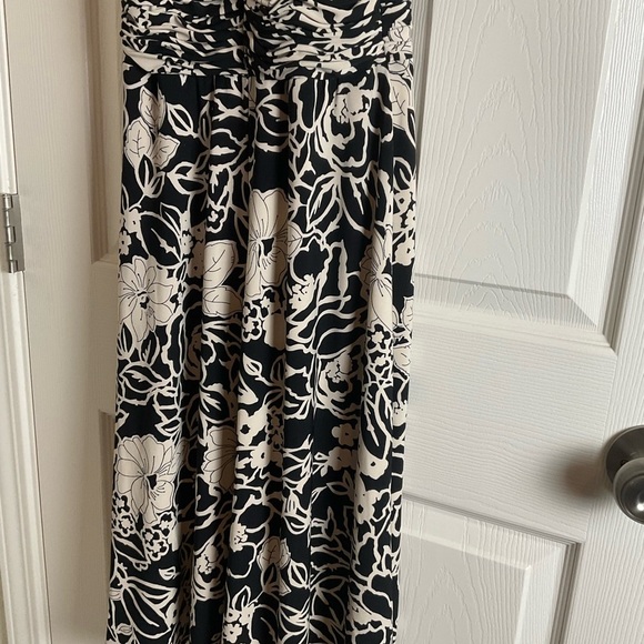 Evan-Picone Dress Black & Cream Floral Fit & Flare Halter Style Size 8P - Picture 8 of 11